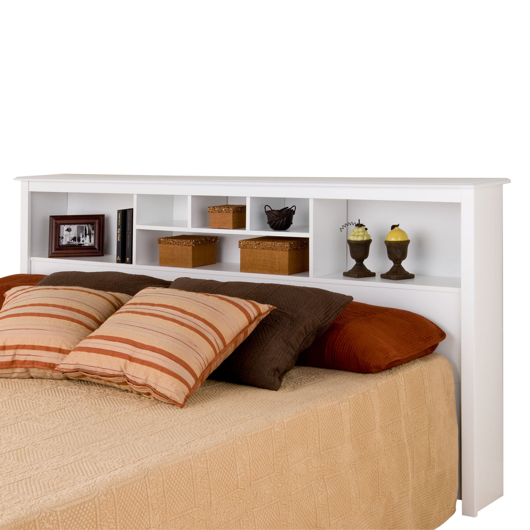 King Bookcase Headboard Monterey Style, White King Size