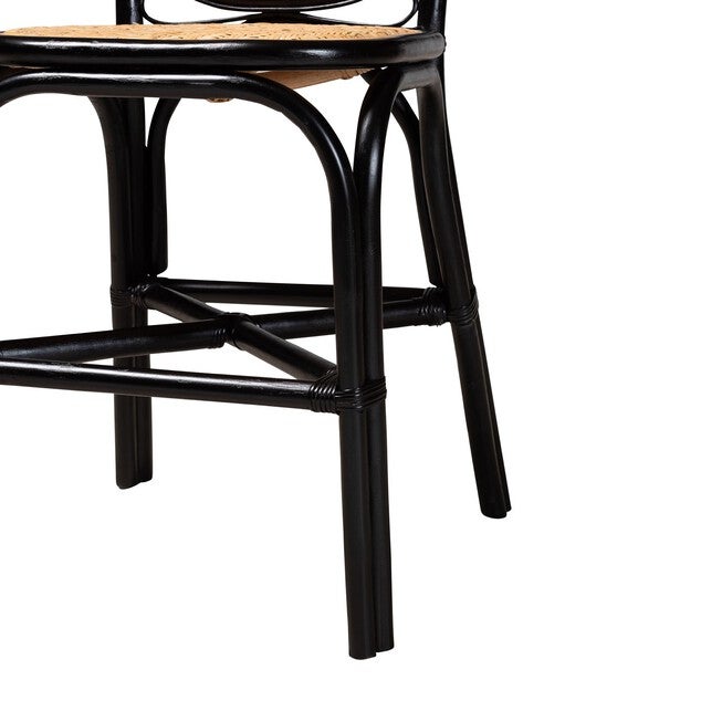 Ayana Mid-Century Modern Two-Tone Black And Natural Brown Rattan Counter Stool, , alternate image number null