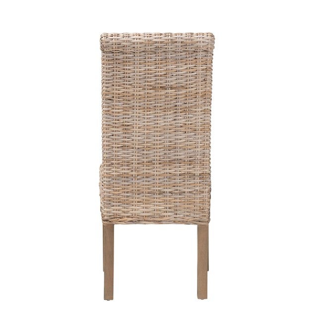 Santiago Bohemian Grey Natural Kubu Rattan and Mango Wood Dining Chair, GREY, alternate image number 5