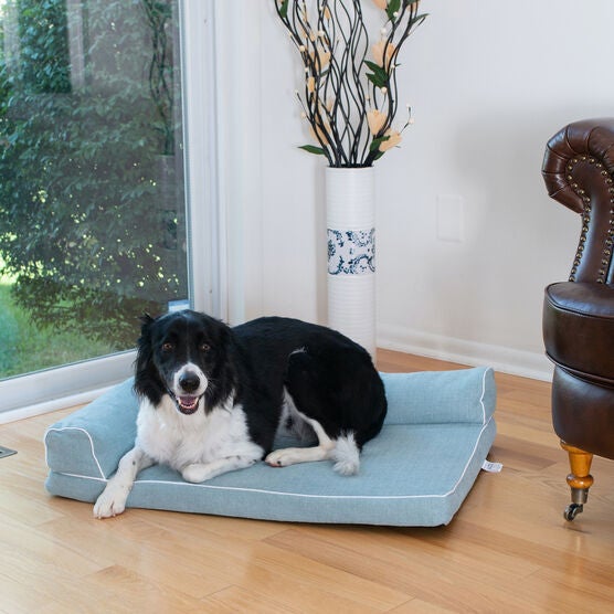 Bolstered Pet Bed Cushion With Memory Foam, Medium SoothIng Blue, , alternate image number null