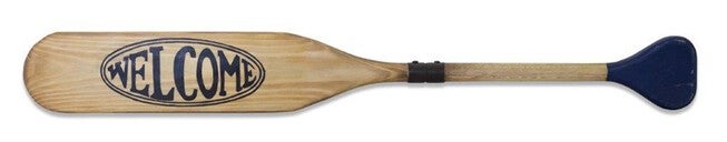 Wooden Oar Welcome Sign 35.5 inchesL, BROWN BLACK, hi-res image number 0