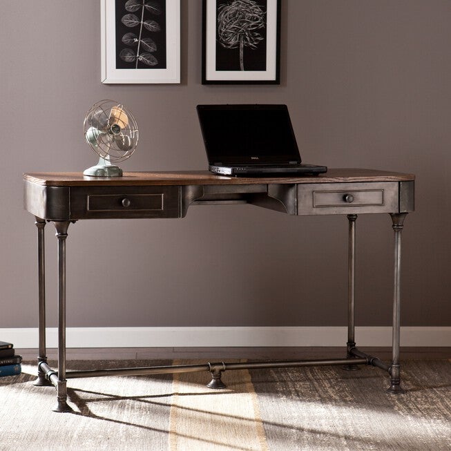 Edison Industrial 2-Drawer Desk, TOBACCO, hi-res image number 0