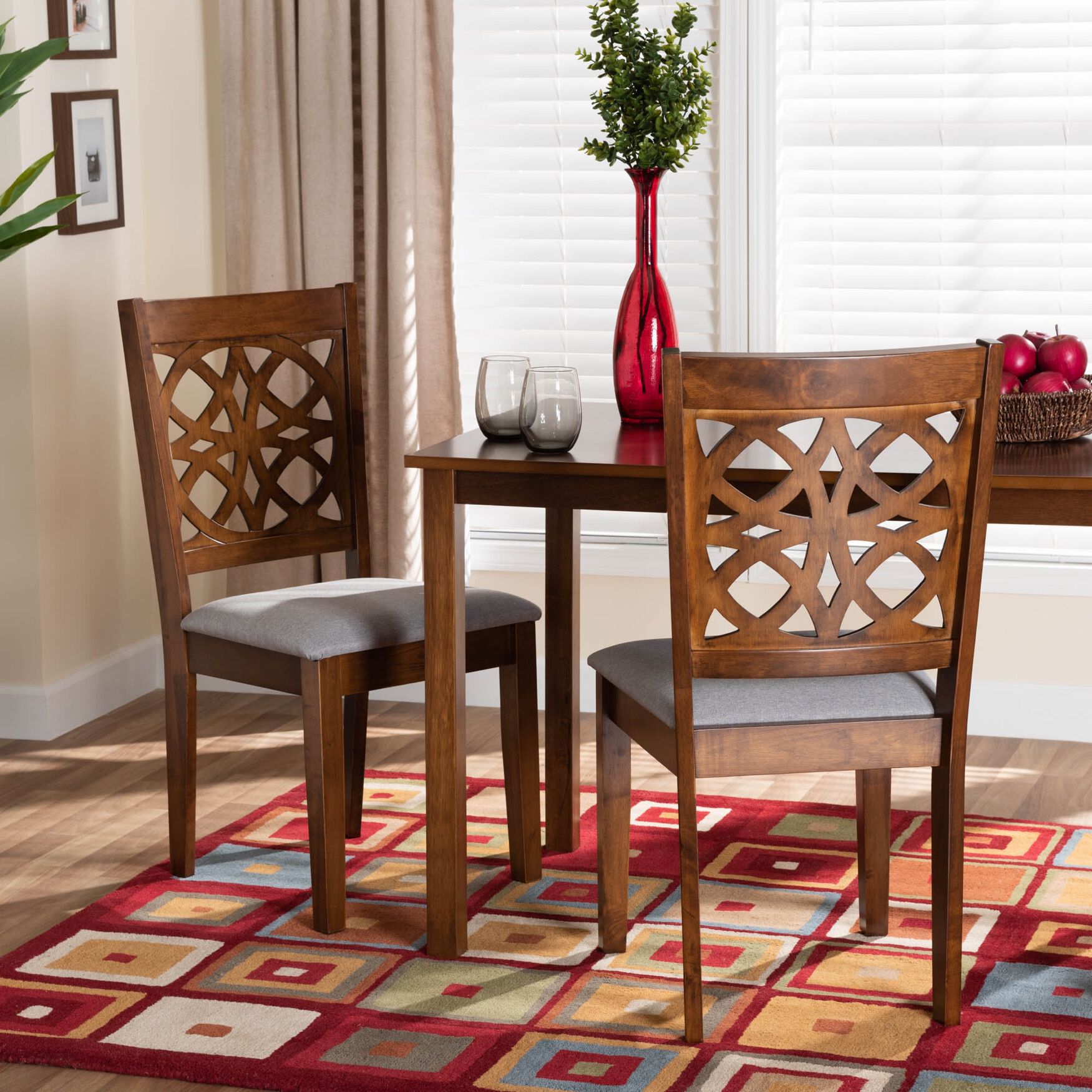 Abigail Modern Grey Fabric and Walnut Brown Finished Wood 2-Piece Dining Chair Set, , alternate image number 25