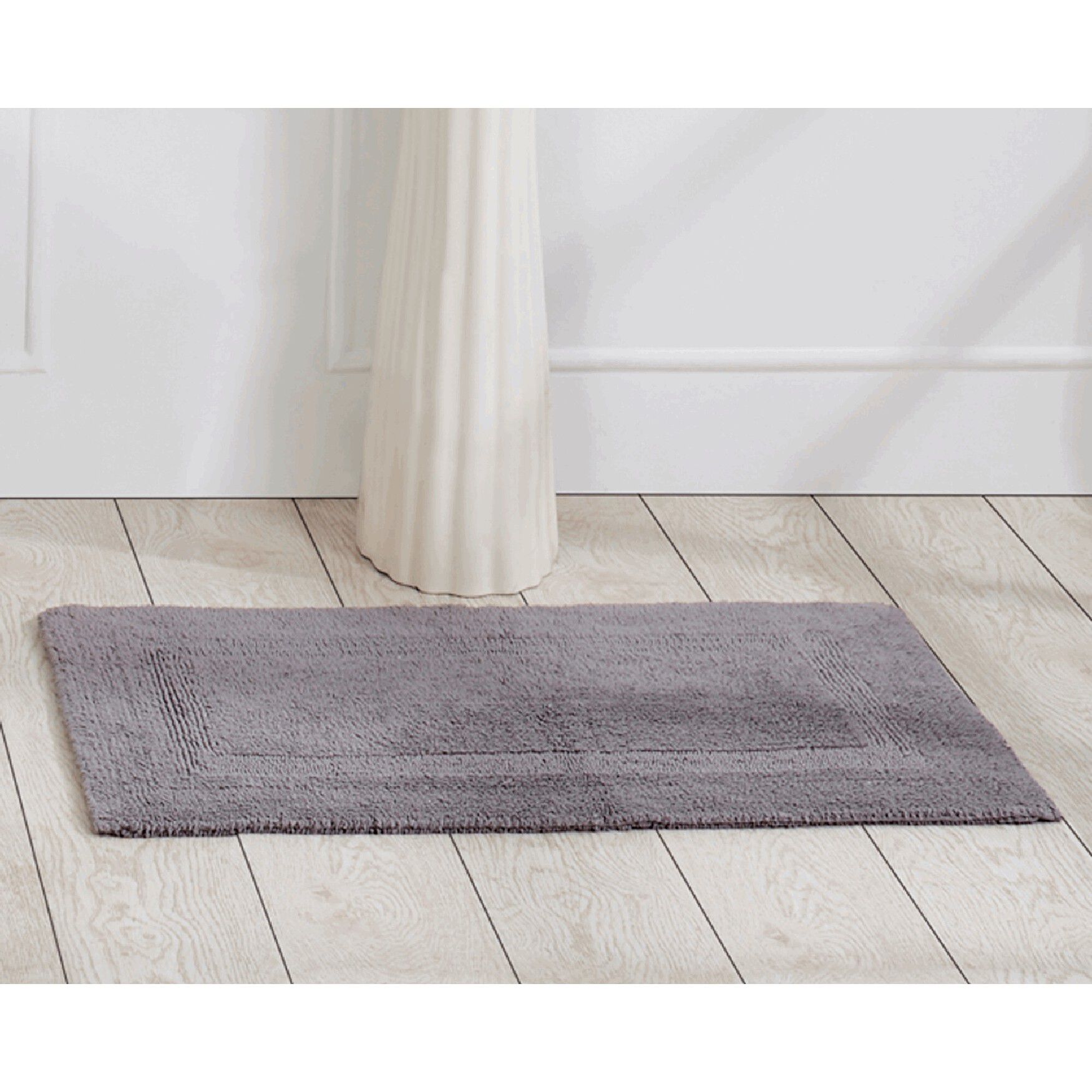 Lux Collections Bath Mat Rug 21 inches X 34 inches Rectangle, GRAY, hi-res image number 0