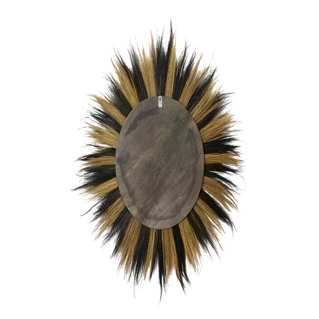 Black Boho Style Sea Grass Wall Mirror, , on-hover image number 1