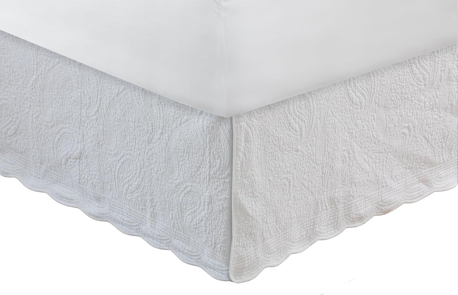Paisley Quilted Bedskirt, WHITE, alternate image number 3