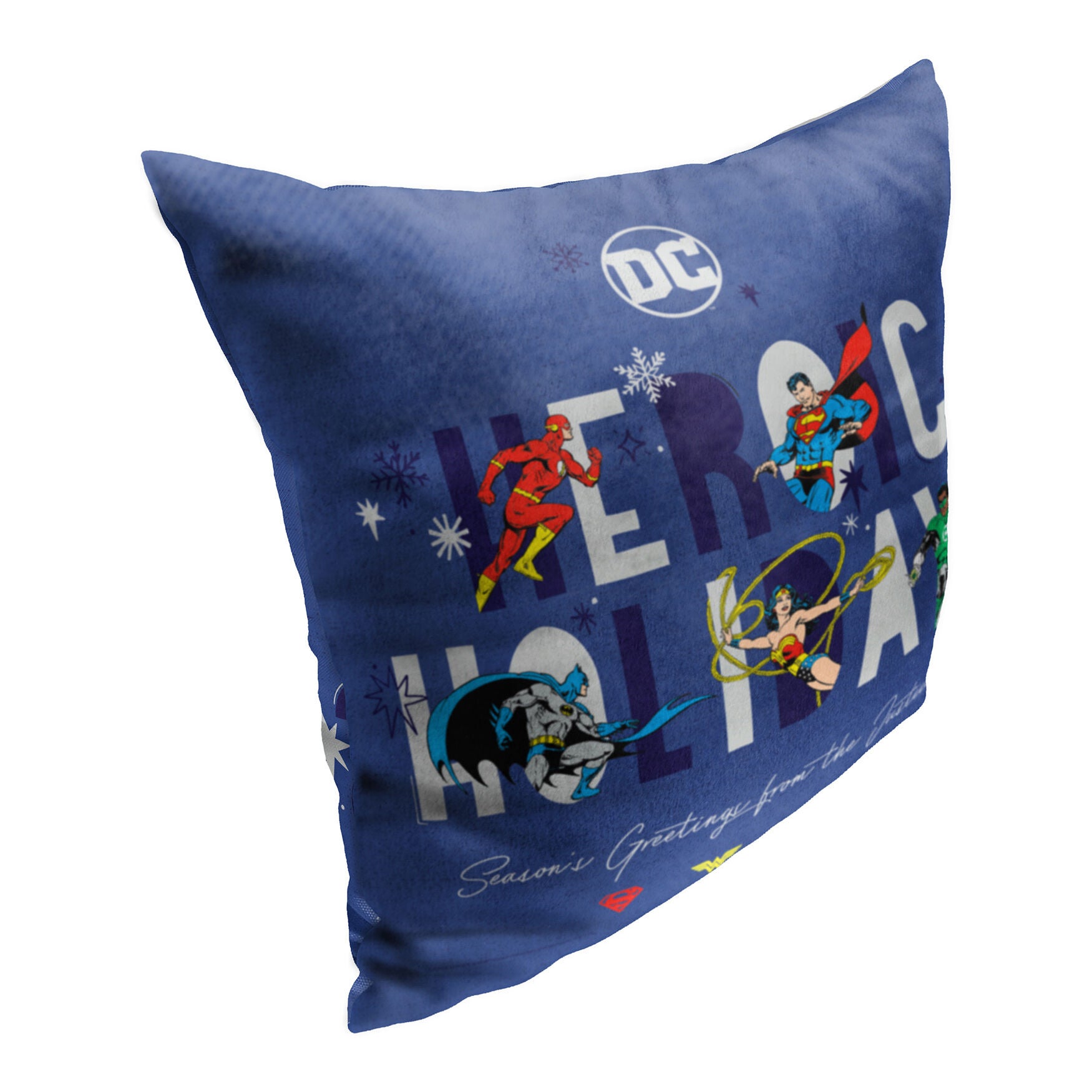 Wb Dc Justice League Heroic Holidays Printed Throw Pillow, , on-hover image number 1