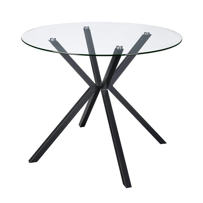 Charles Round Table/Glass and Black Metal Legs, , alternate image number null