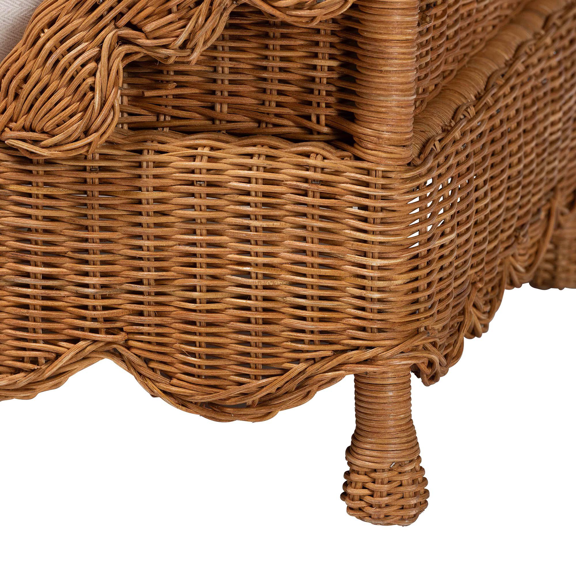 Papina Natural Rattan Pet Bed with Scalloped Sides, 25.6 inches, HONEY, alternate image number 6