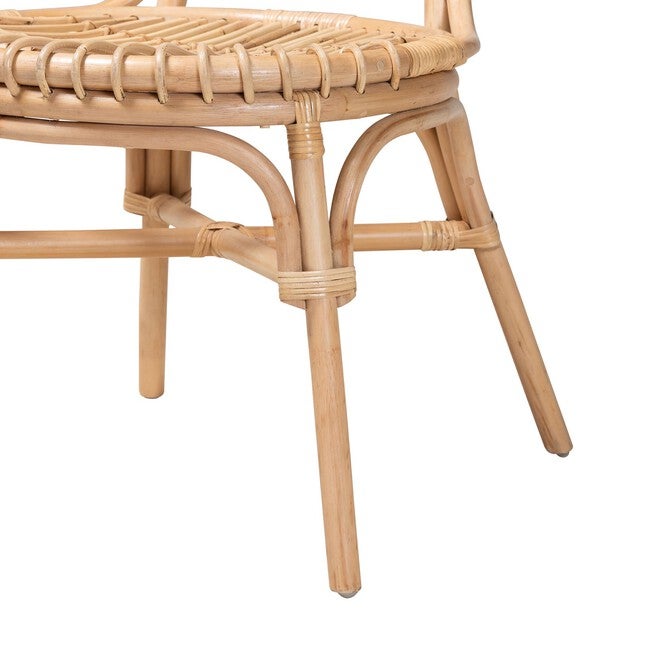 Iris Modern Bohemian Natural Brown Rattan Dining Chair, , alternate image number null