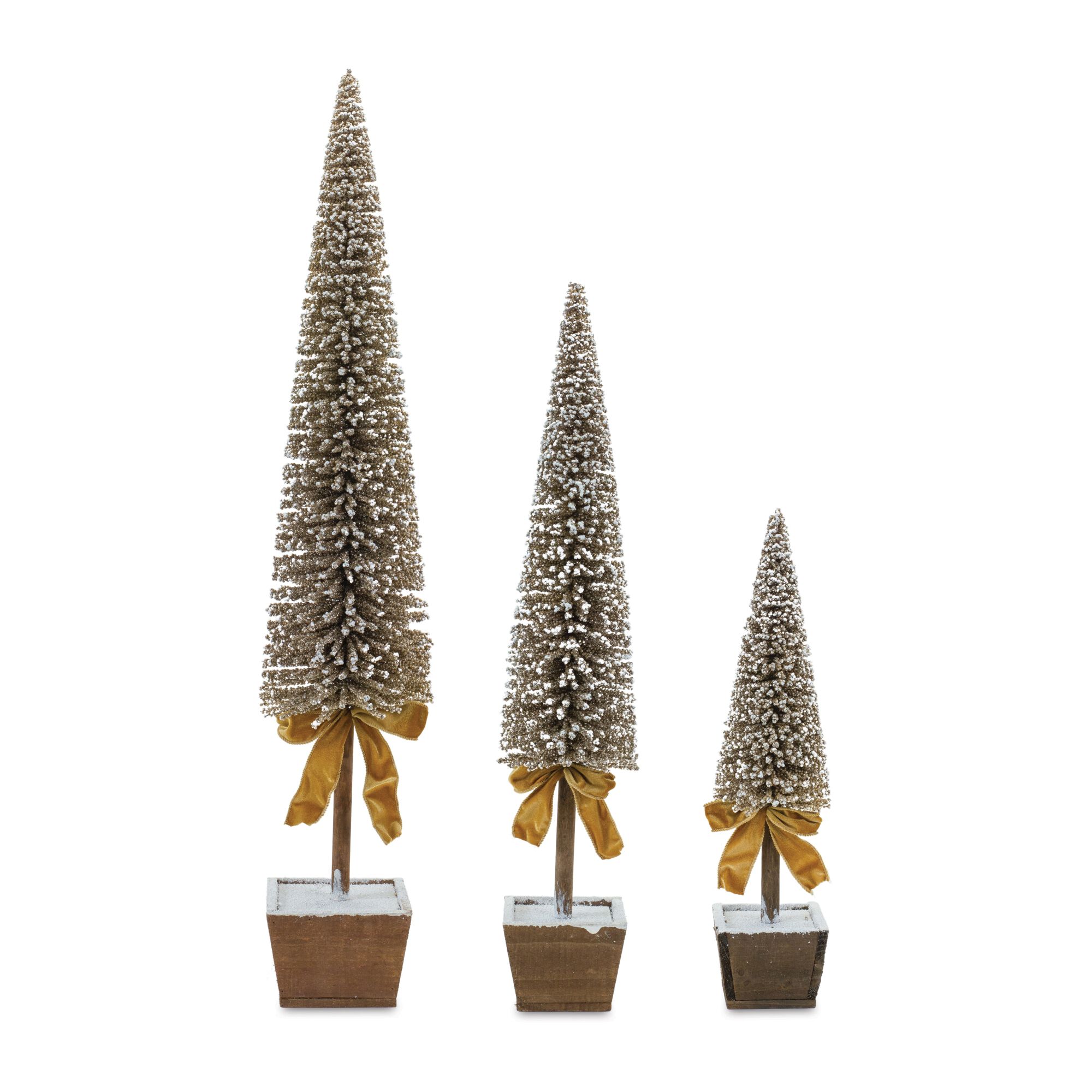 Potted Bottle Brush Pine Tree (Set of 3), GOLD WHITE, alternate image number 4