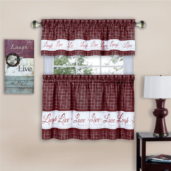 Live, Love, Laugh Window Curtain Tier Pair and Valance Set - 58x36, , on-hover image number null