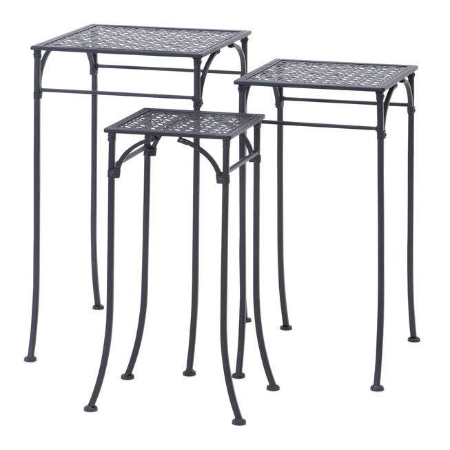 Set Of 3 Black Metal Modern Plantstand, BLACK, hi-res image number 0