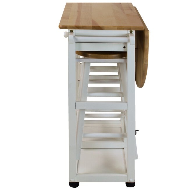 Breakfast Cart with Drop-Leaf Table-White, , on-hover image number 1