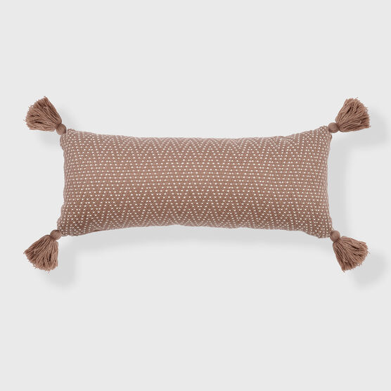 Herringbone Tassel Lumbar Pillow, DUSTY PINK, hi-res image number null