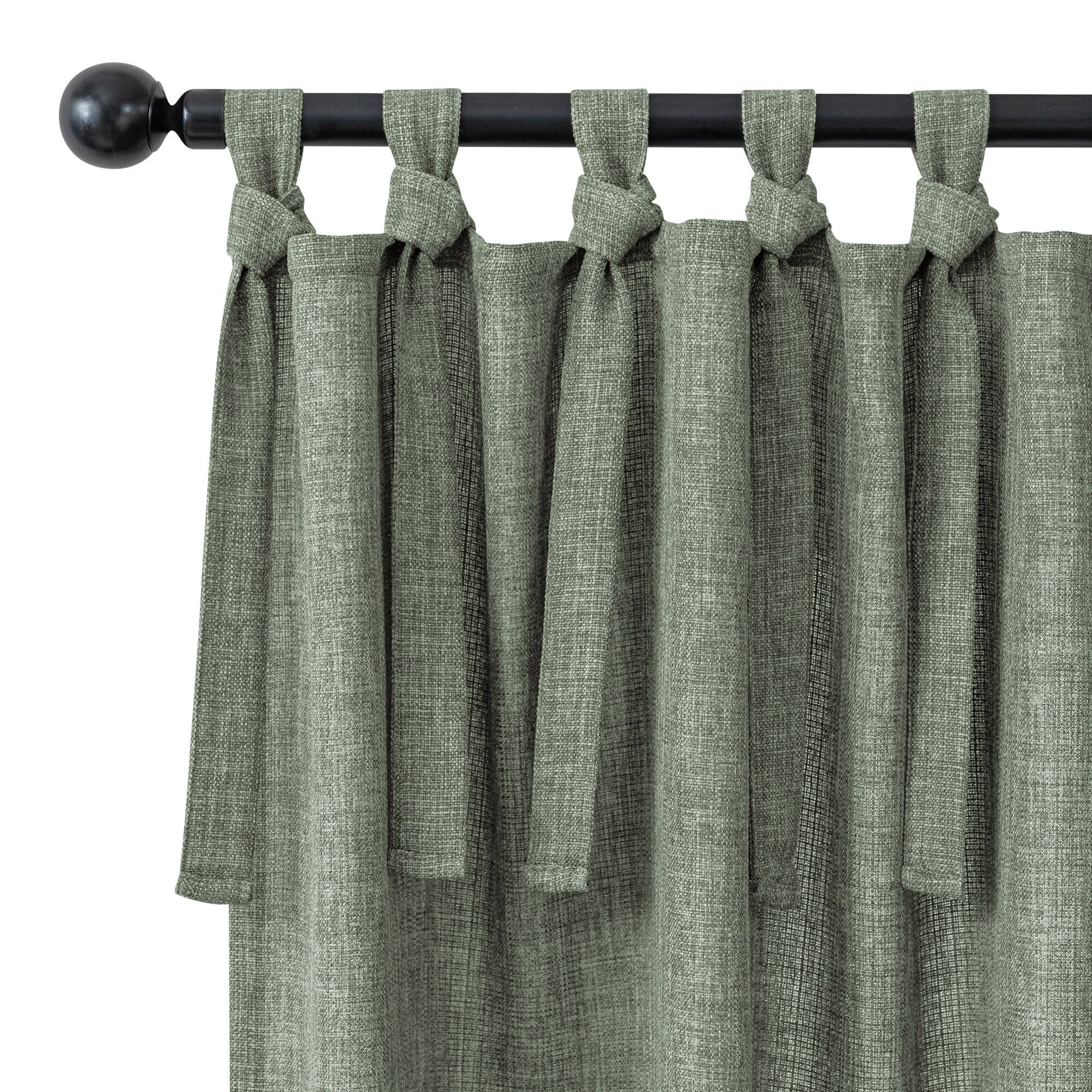 Knot Tie Top Light Filtering Panel Pair, SAGE, alternate image number 2