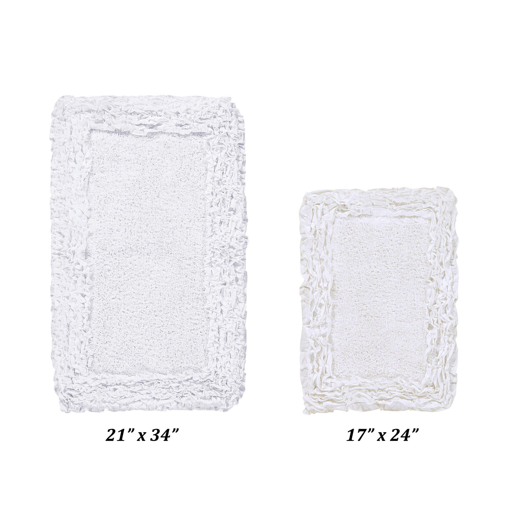 Shaggy Border Bath Rug Mat, 2 Pc Set (17 inches X 24 inches | 21 inches X 34 inches), WHITE, hi-res image number 0