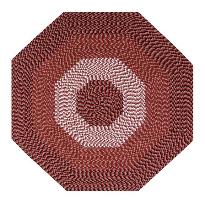 Alpine Braid Collection Reversible Indoor Area Rug 72 inches" Octagonal , BURGUNDY STRIPE, hi-res image number 0