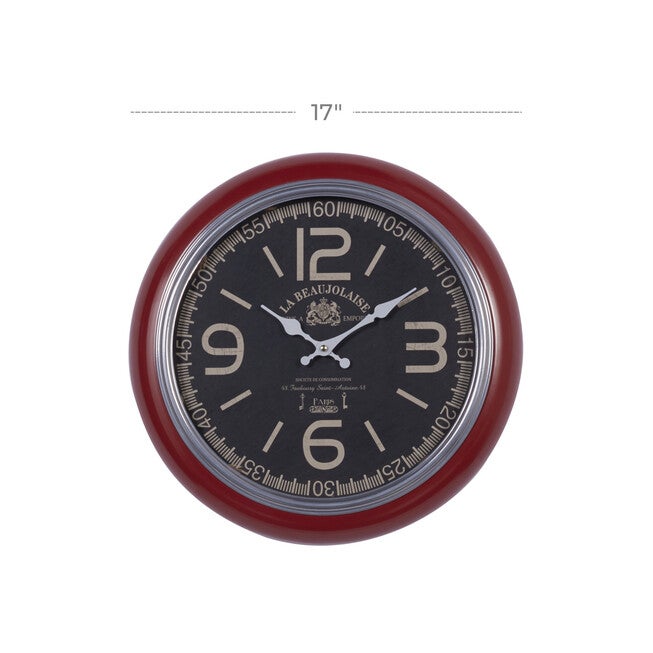 Red Vintage Metal Wall Clock, , alternate image number null