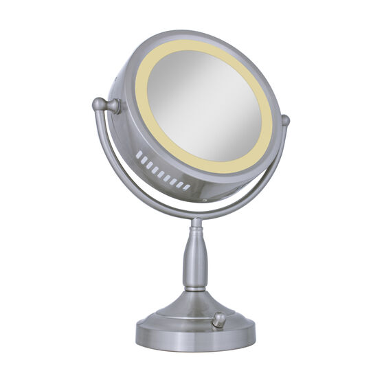 Round Dual-Sided Lighted Vanity Mirror 8X/1X, , on-hover image number null