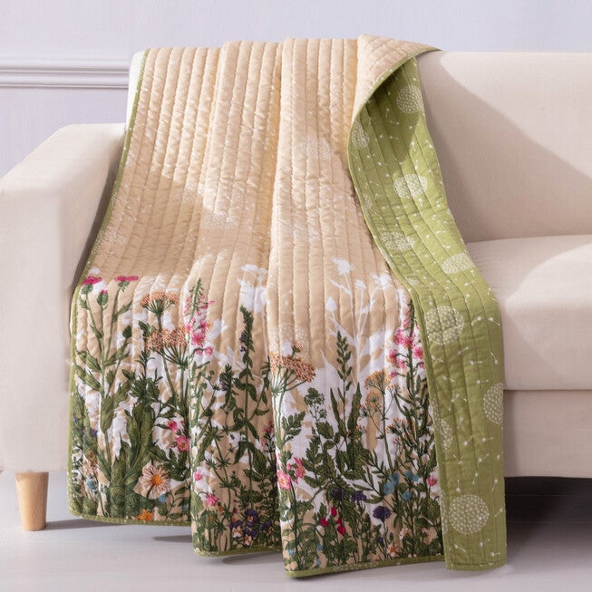Dandelion Taupe Throw Blanket, TAUPE, hi-res image number null