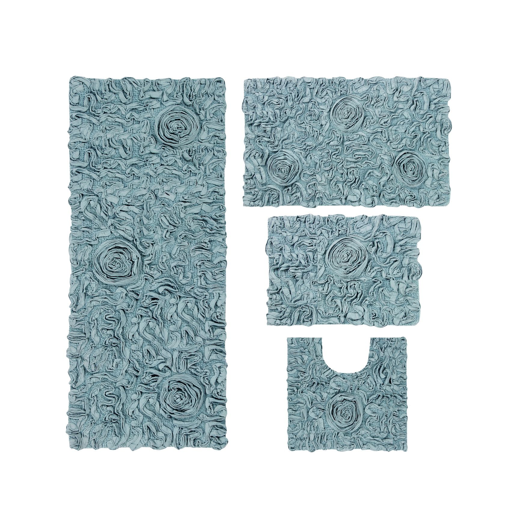 Bellflower 4-Pc. Bath Rug Set Ivory, BLUE, hi-res image number 0