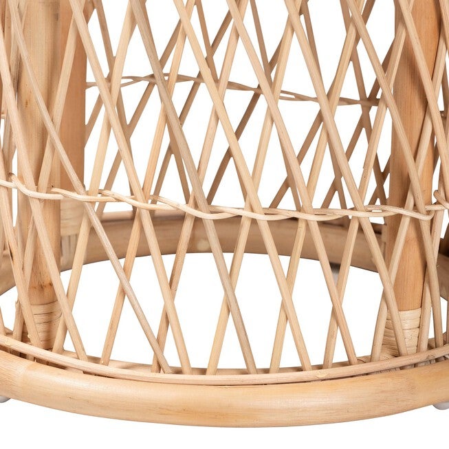 Junius Bohemian Natural Rattan Ottoman Footstool, , on-hover image number 1