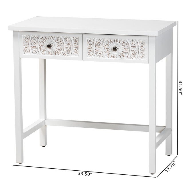 Yelena Classic And Traditional White Finished Wood 2-Drawer Console Table, , alternate image number 9