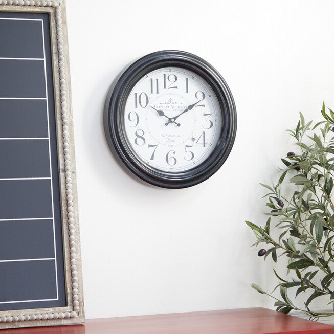 Round Black Wood Clement Audierne Wall Clock, , alternate image number null