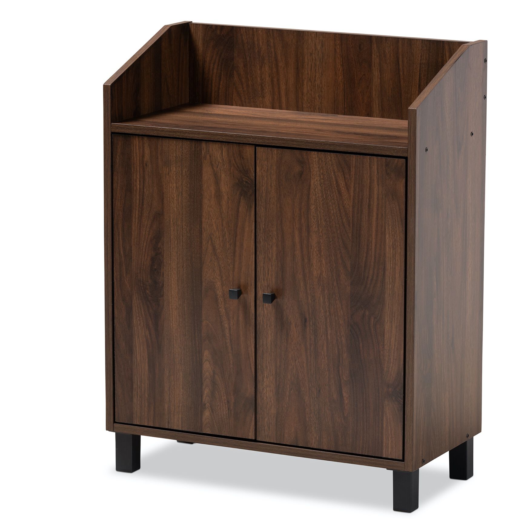 Rossin 2-Door Top Shelf Wood Entryway Shoe Storage Cabinet Furniture, WALNUT, hi-res image number 0