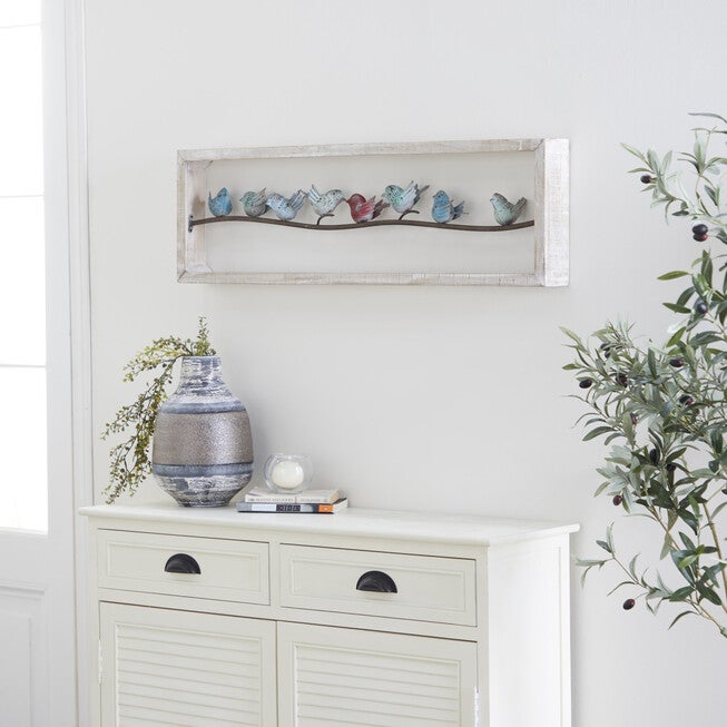White Wood Farmhouse Birds Wall Decor, , alternate image number 8