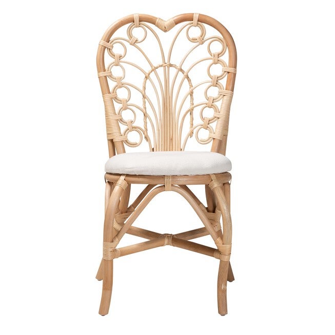 Jerica Modern Bohemian Natural Brown Rattan Dining Chair, WHITE, alternate image number 3
