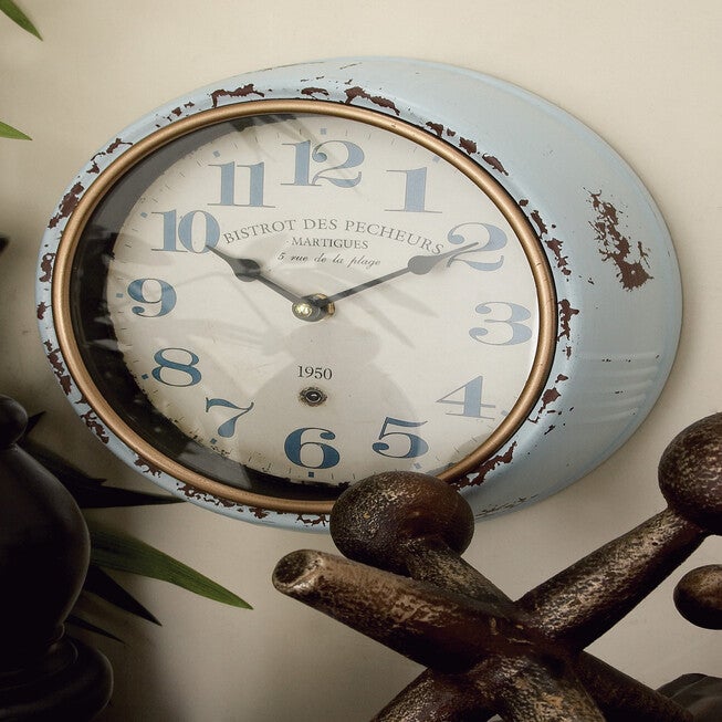 Set Of 2 White Metal Vintage Wall Clock, , alternate image number 7