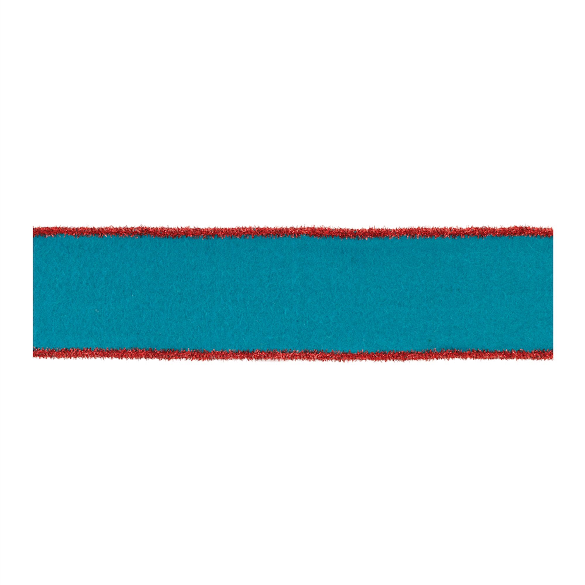 Blue Wool and Red Wired Ribbon (Set of 2), BLUE RED, hi-res image number 0