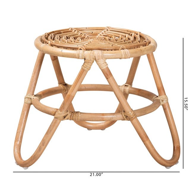 Jacinda Modern Bohemian Natural Brown Rattan End Table, , alternate image number 7