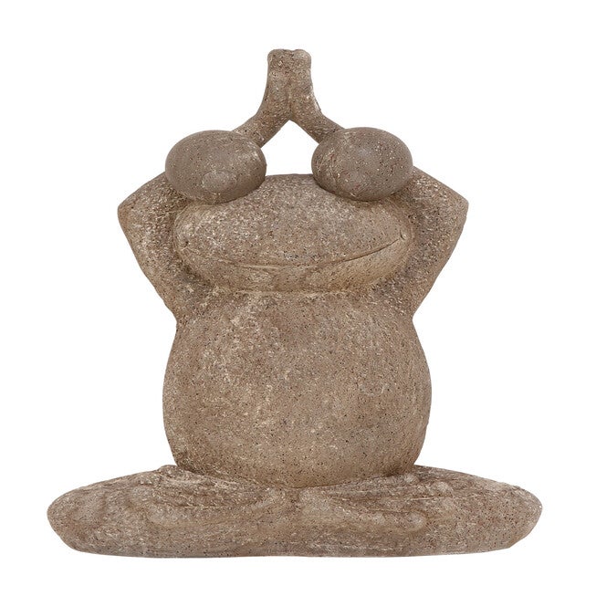 Brown Polystone Eclectic Frog Garden Sculpture, BROWN, hi-res image number null