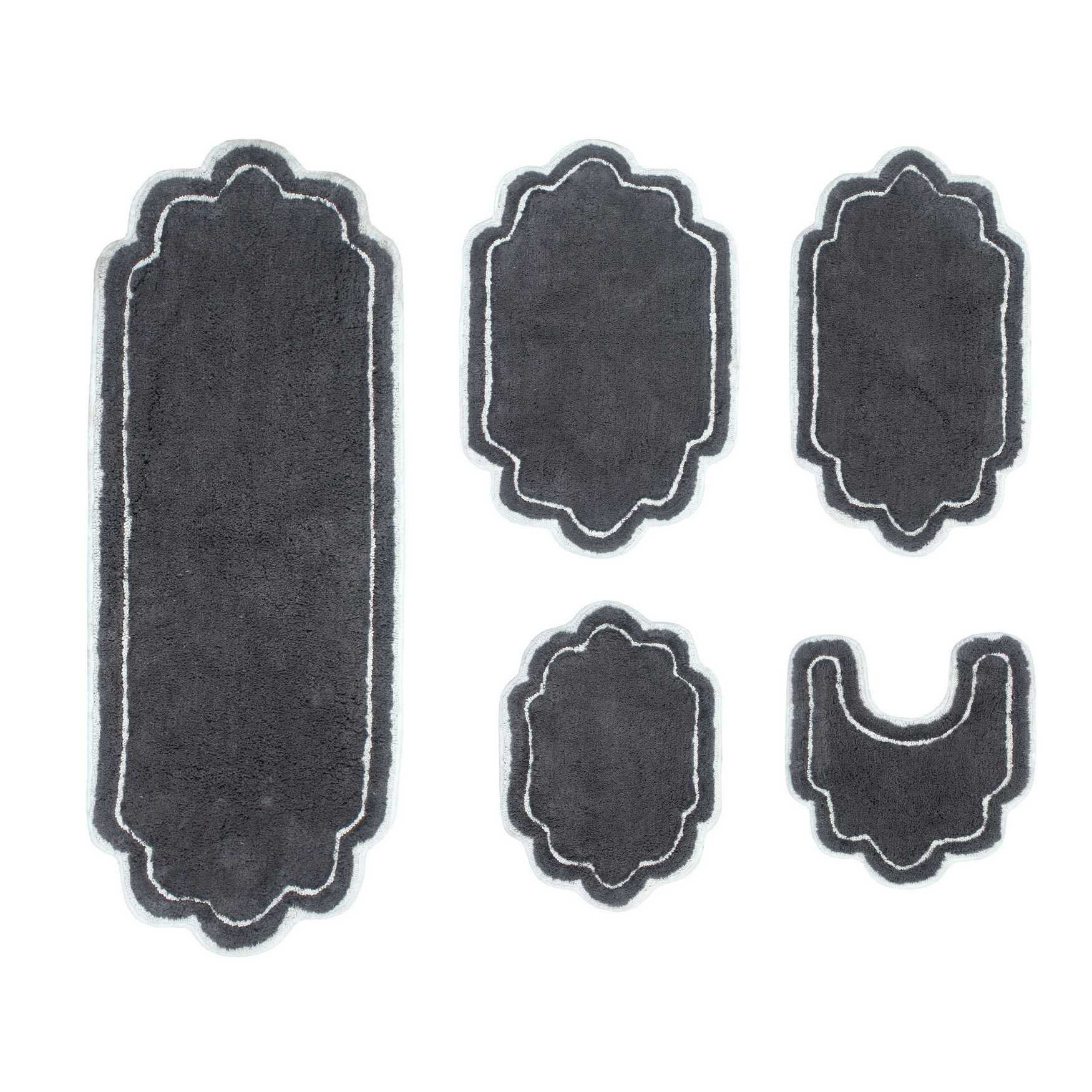 Allure 5 Piece Set Bath Rug Collection, DARK GREY, hi-res image number 0