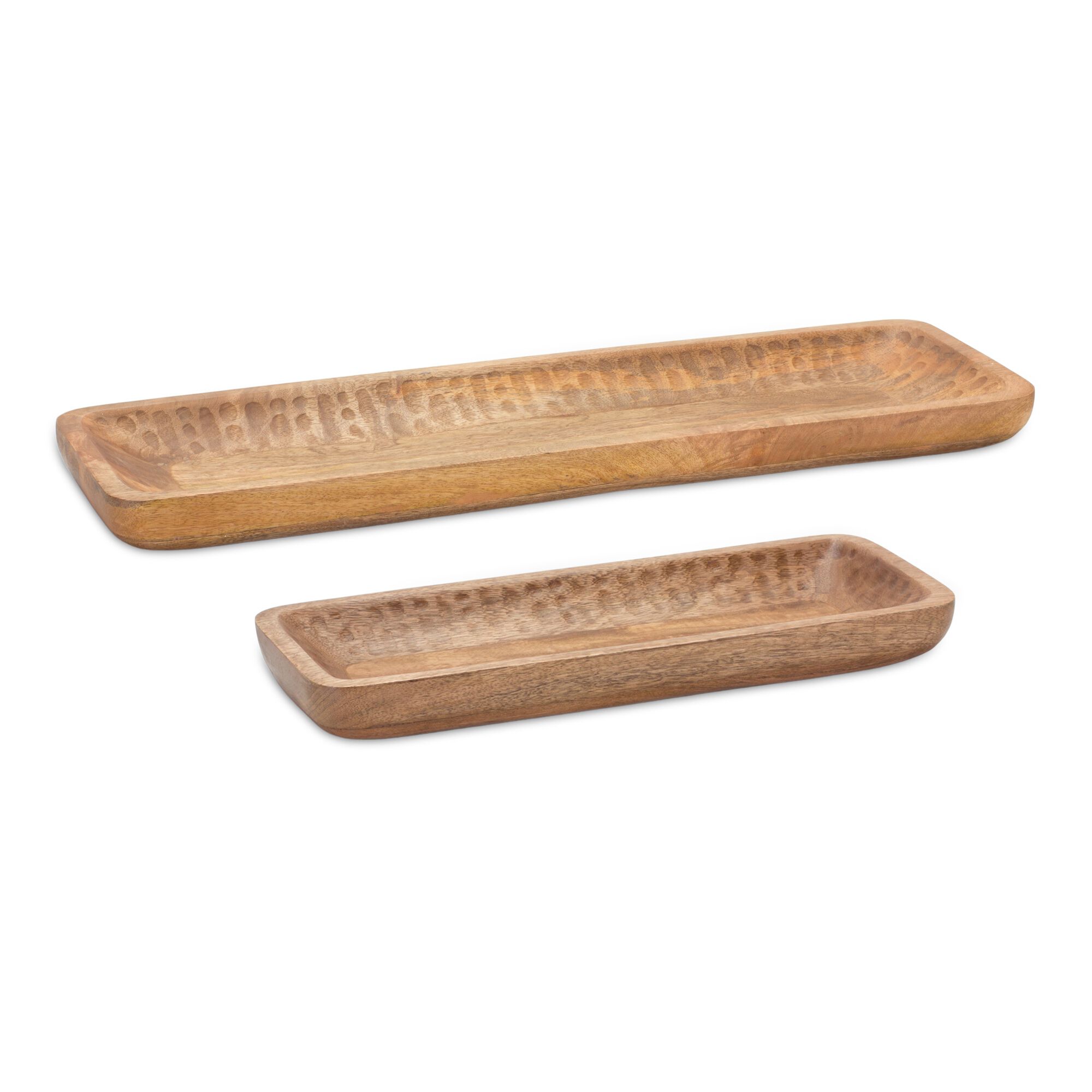 Tray (Set of 2) 18.25 inchesL x 7 inchesW, 27 inchesL x 8.25 inchesW Mango Wood, BROWN, hi-res image number 0