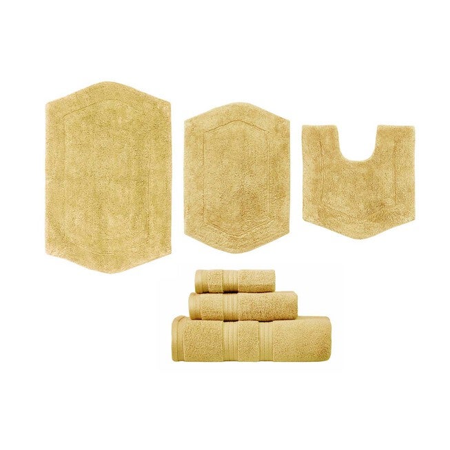 Waterford 6 Piece Set of Bath Rugs and Towels Collection, YELLOW, hi-res image number 0