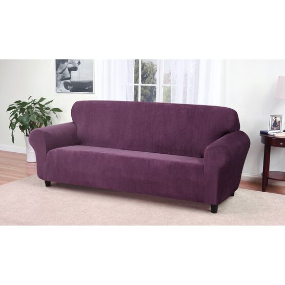 Kathy Ireland Knit Pique Sofa Slipcover Furniture Protector, PURPLE, hi-res image number null