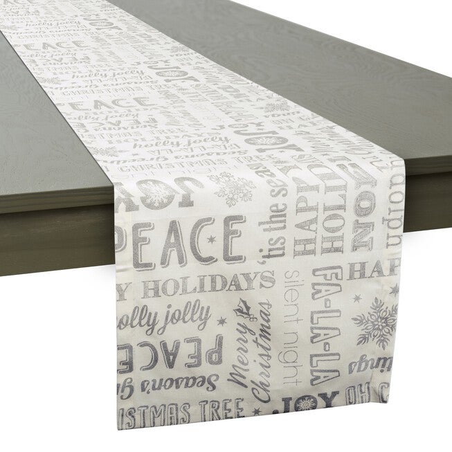 Silver Christmas Collage Table Runner 14x72, , alternate image number null