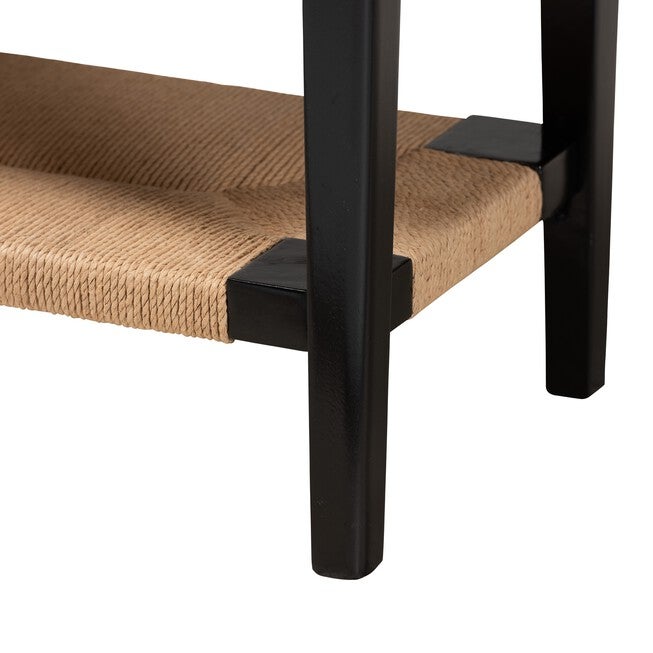 Freya Modern Bohemian Black Finished Bayur Wood 1-Drawer Console Table, , alternate image number null