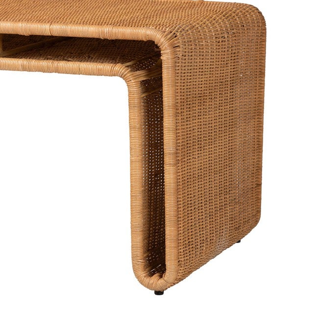 bali & pari Nevada Bohemian Light Honey Rattan Accent Bench, LIGHT HONEY, alternate image number null