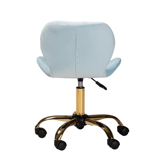 Savara Contemporary Glam And Luxe Grey Velvet Fabric And Gold Metal Swivel Office Chair, , alternate image number 6