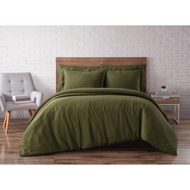 Linen Duvet Set, OLIVE GREEN, hi-res image number null