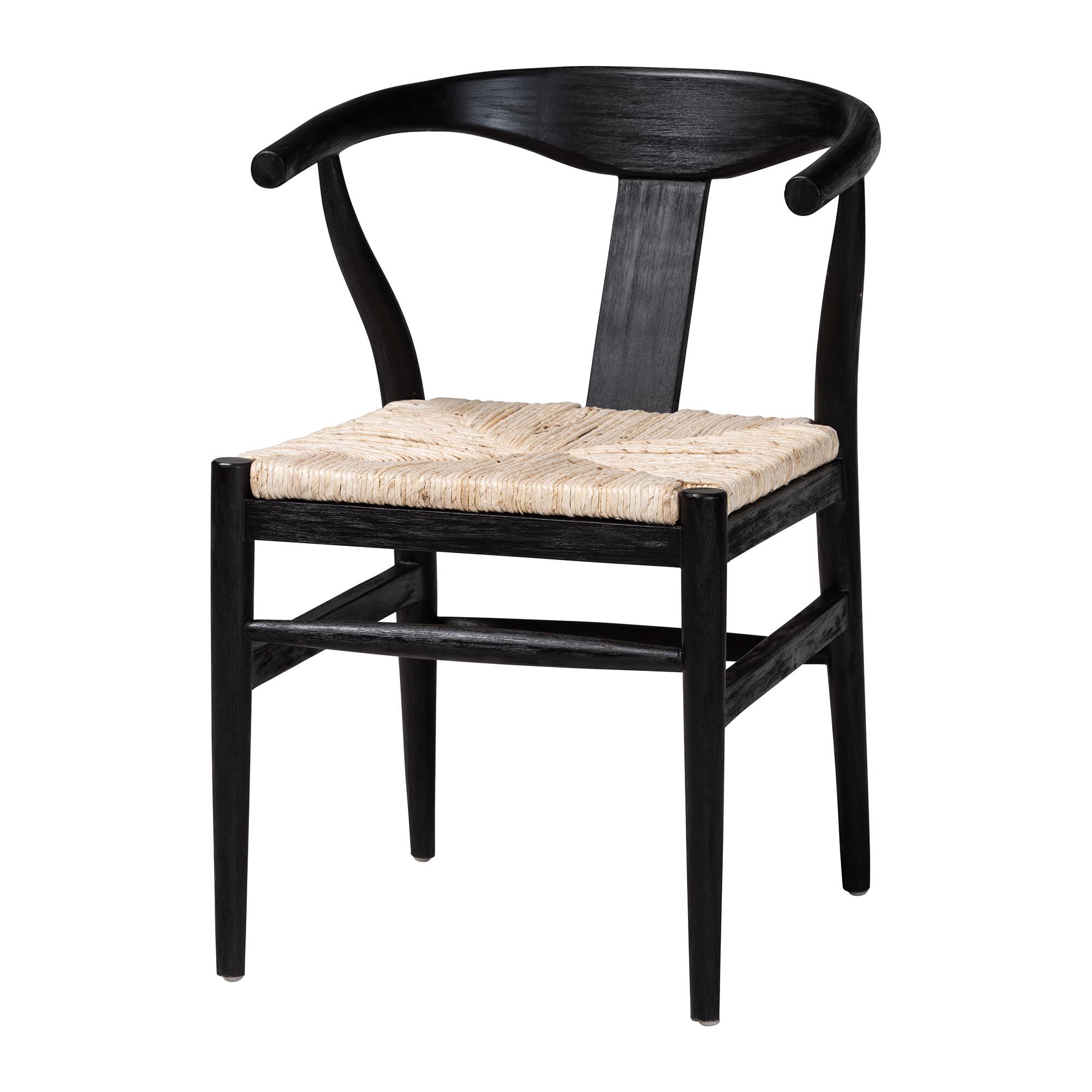 Fika Wishbone Dining Chair with Handwoven Seagrass Seat, BLACK, alternate image number 1