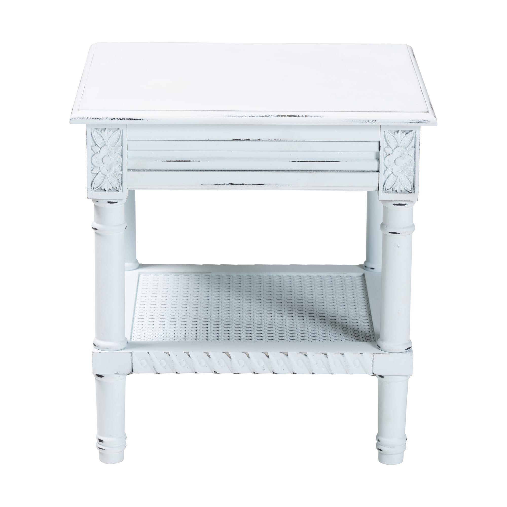 Jeanne Vintage Traditional White Wood End Table, WHITE, alternate image number 2