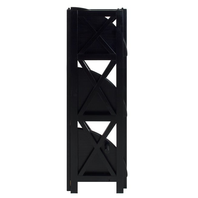 Montego 4-Shelf Corner Folding Bookcase-Black, , alternate image number 5