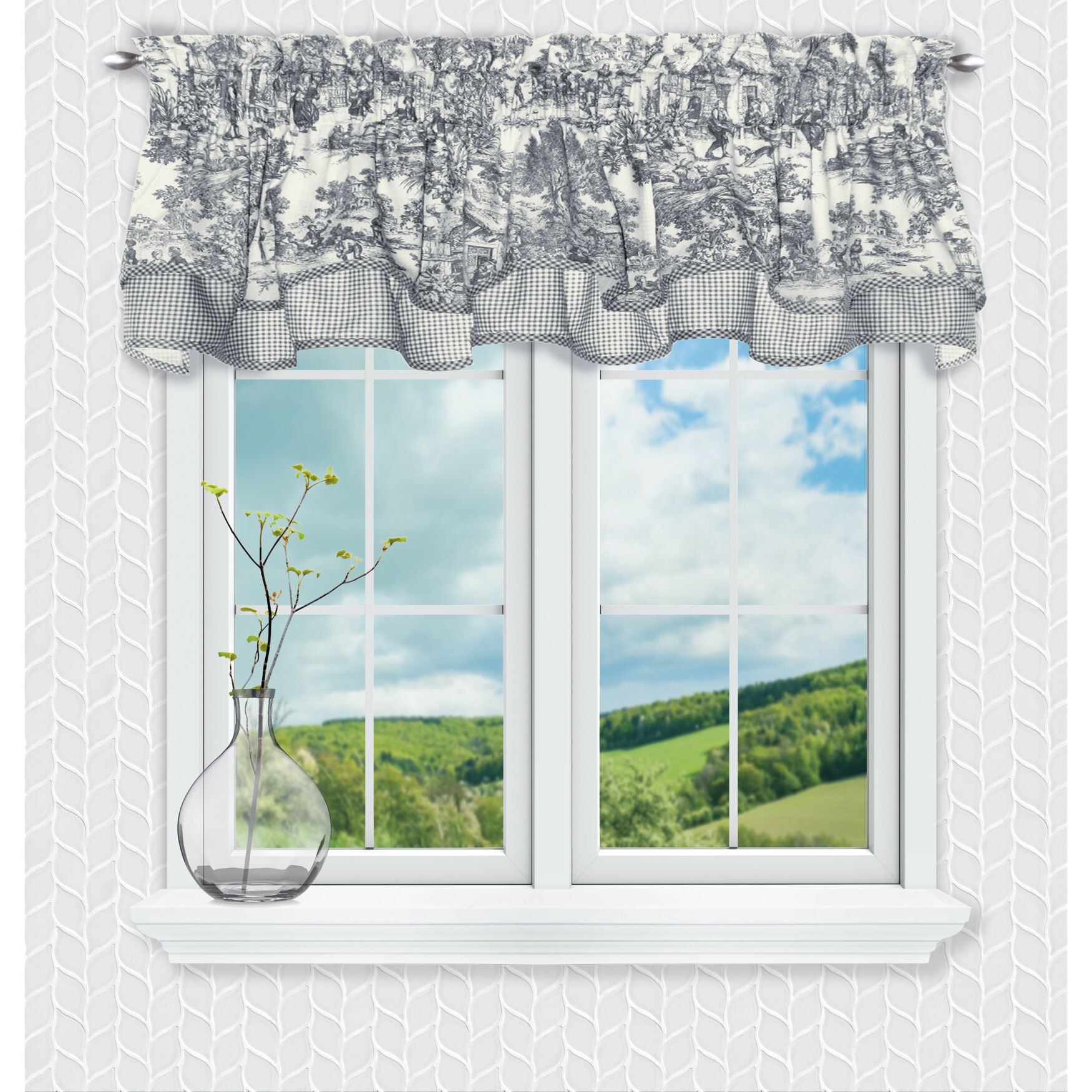 Victoria Park Two Fabric Bradford Valance, BLUE, hi-res image number 0