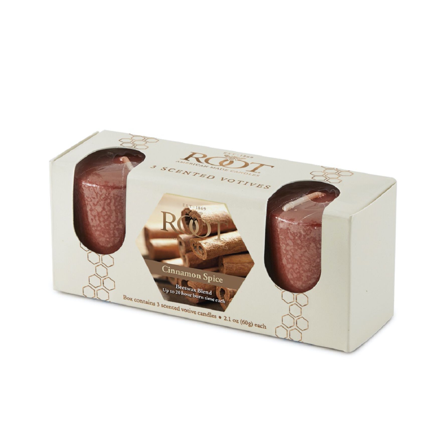 Cinnamon Spice Scented Votive Candle, Set 3, CINNAMON, hi-res image number 0